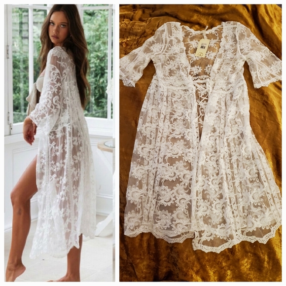 Club Moda Lace Cover Kimono Free With Any Swim Purchase Of $100 Or More - Picture 3 of 15